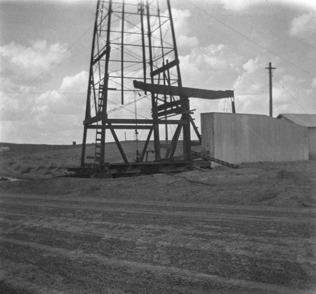 Oil derrick; probably Oklahoma